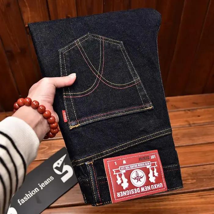 Jean classique pour hommes avec broderie, coupe droite, légèrement ample, nouveau pantalon Long haut