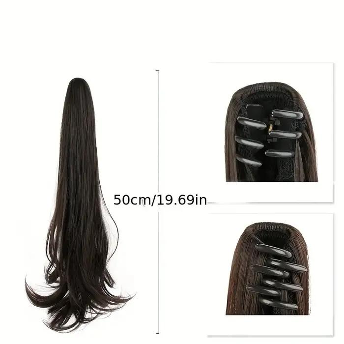 Extensions capillaires synthétiques longues et lisses, 20 pouces/50cm, Extensions capillaires queue