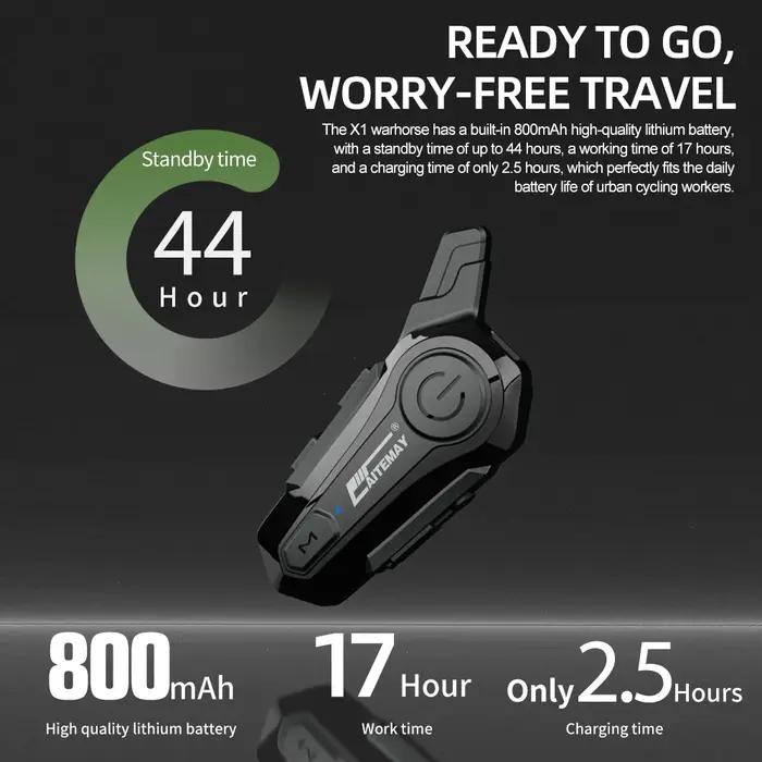 Oreillette Bluetooth sans fil pour moto, appareil de communication pour casque, intercom pour 2 moto