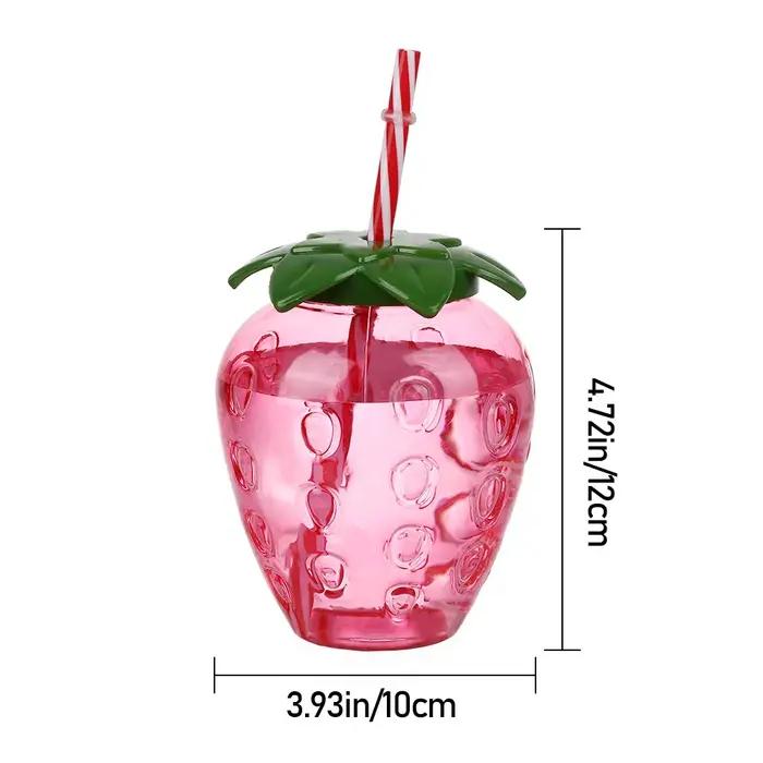 Tasse de paille de fraise 500ml, 1 pièce, dessin animé mignon d'été, qualité alimentaire PP, large A