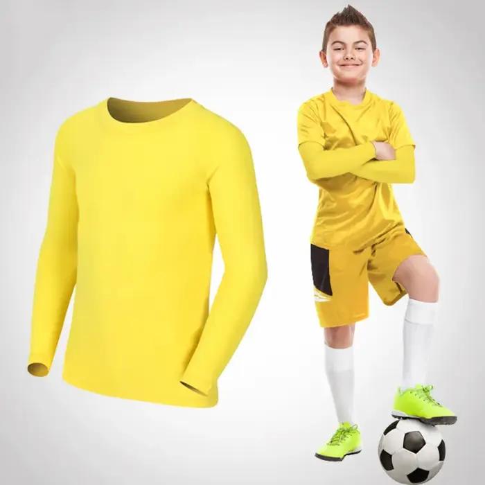 Enfants enfants garçon fille Compression course longue t-shirt Fitness Sport basket-ball Football vê