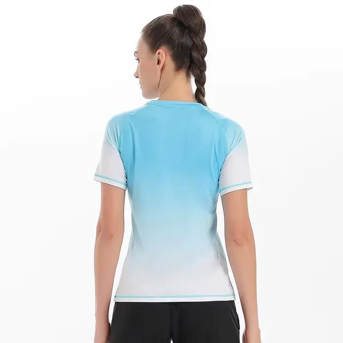 T-shirt sport femme manches courtes impression 3D - Chemise respirante élastique pour yoga et running