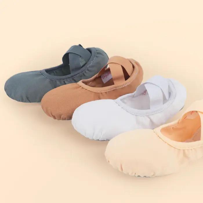 Chaussures de ballet en toile pour femmes - Ballerines plates souples antidérapantes