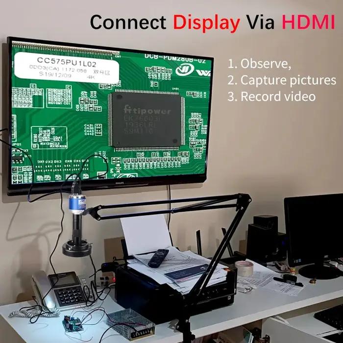 Microscope à souder avec objectif Zoom 1-150X HD 4K 48MP 1080P, caméra industrielle Type C HDMI, Mic