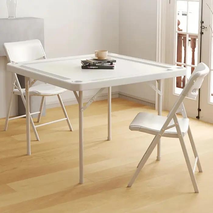 Table de Mahjong pliante avec pieds en acier, petite table explorez ecs manuelle, tables carrées, ex