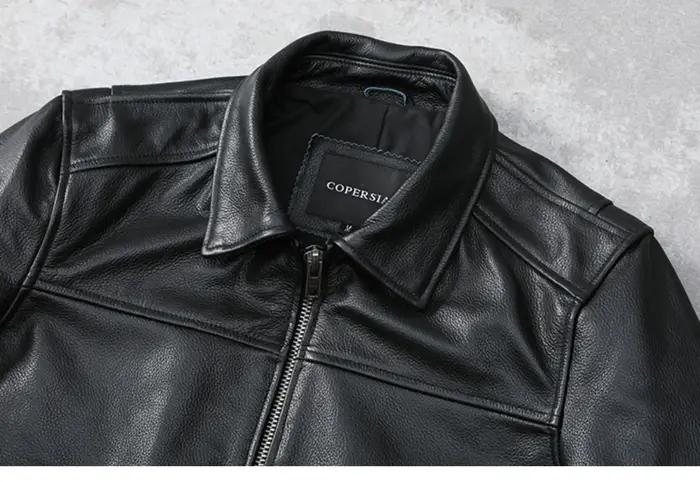 Veste en cuir véritable pour hommes, première couche de peau de vache, cuir pur de Style revers, lég