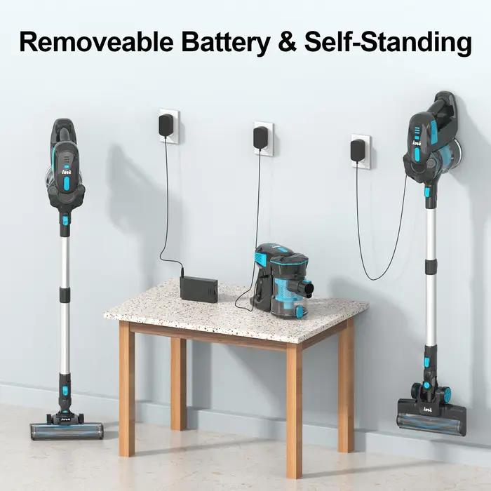 Aspirateur sans fil INSE, aspirateur balai 20KPa jusqu'à 40 minutes d'autonomie, aspirateur balai sa