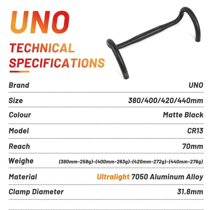 UNO – guidon de vélo de route en aluminium 7075, haute résistance, barre de direction, 31.8mm, 380/4