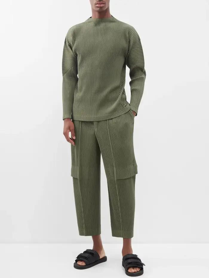 Ata Yake-Pantalon Cargo Plissé pour Homme, Pantalon Droit, Salopette adt, Baggy, Noir, Mode Décontra