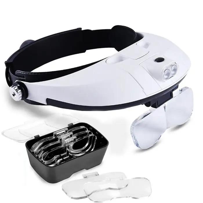 Loupe bandeau lunettes à souder lampe à LED Loupe lumineuse lampe frontale détachable Loupe à souder