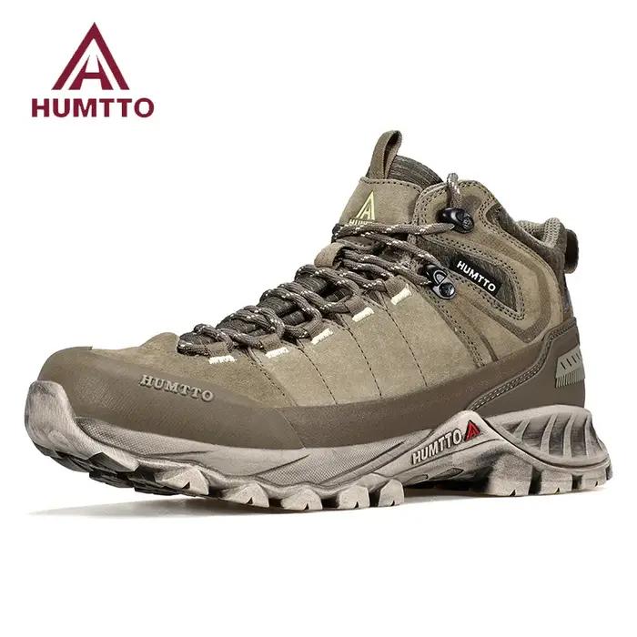 Chaussures de randonnée HUMTTO en cuir pour hommes - Bottes de trekking respirantes pour l'hiver et le travail