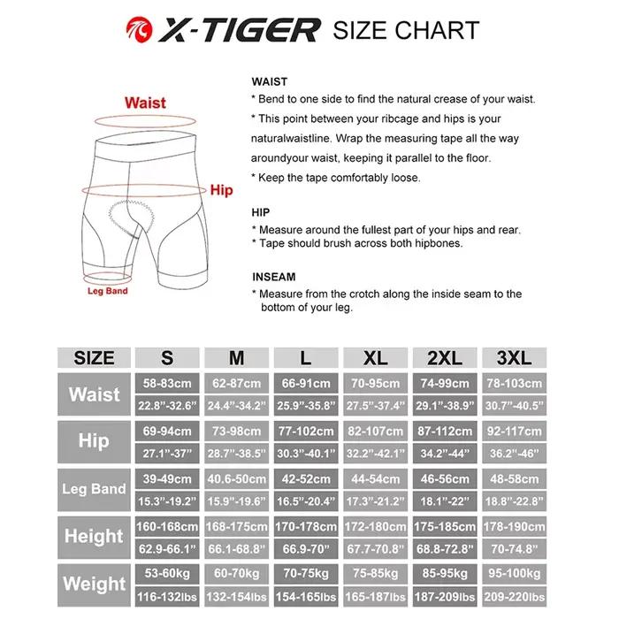 X-TIGER Shorts de Cyclisme Hommes avec Coussin 5D Gel Rembourré, sous Vetement Cycliste VTT Séchage