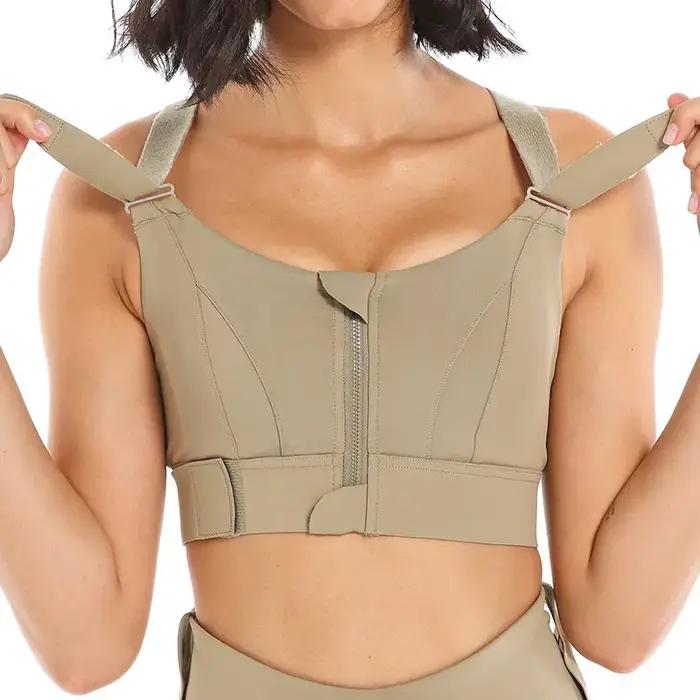 Soutien-gorge de sport femme - Brassière athlétique à fermeture frontale réglable antichoc