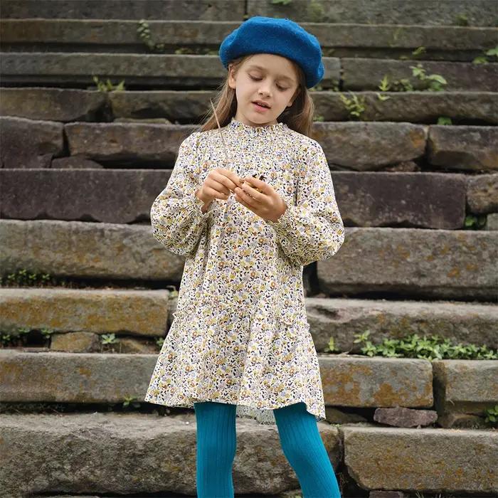 Dave Bella filles florale automne printemps robe mignonne enfants à manches longues robe de princess