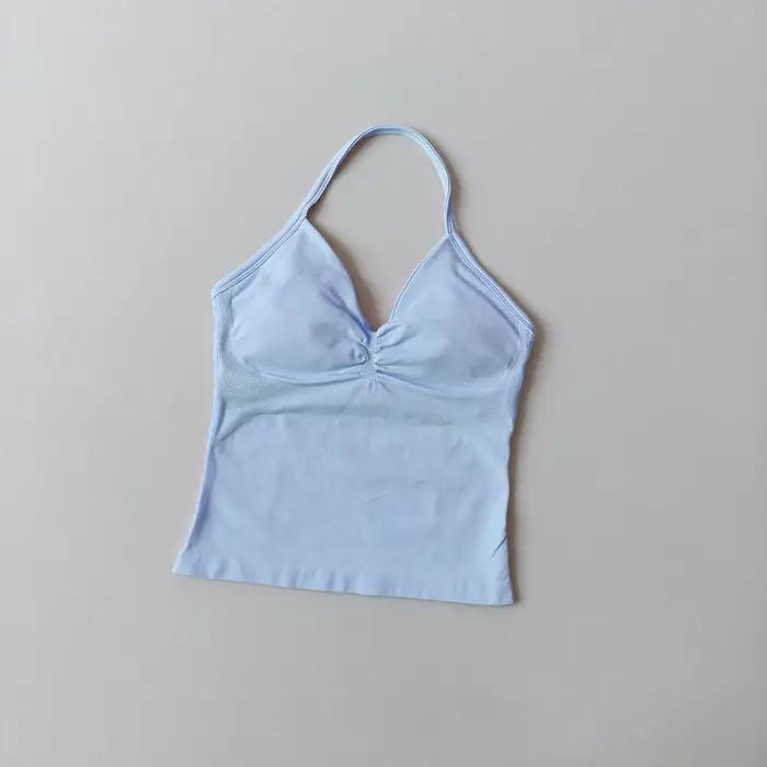 Longline haut à bretelles Yoga gilet femme dos nu débardeurs sport Fitness soutiens-gorge course ent