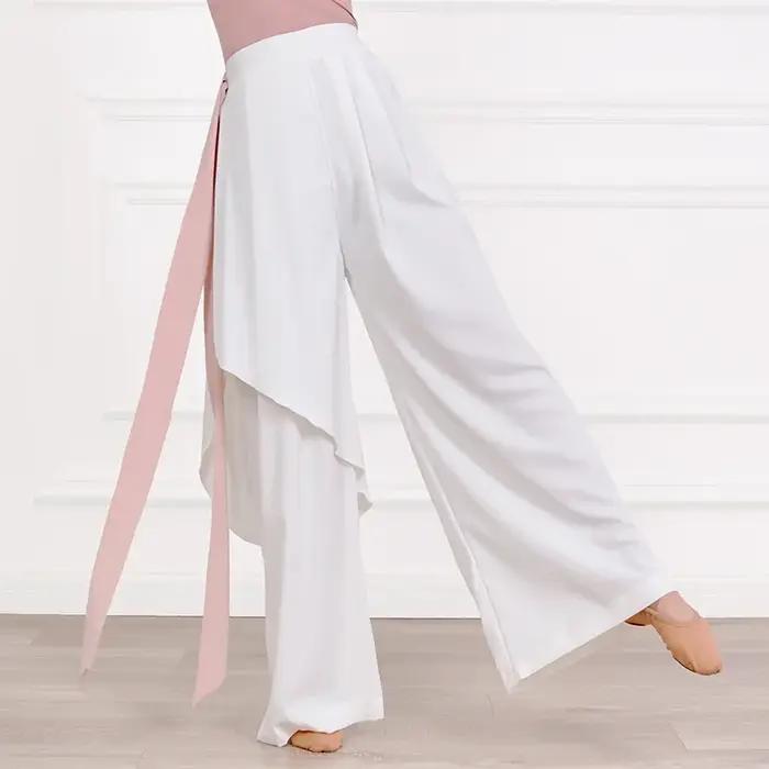Pantalon à jambes larges en mousseline de soie, pantalon d'été fin taille haute, pantalon de danse Y