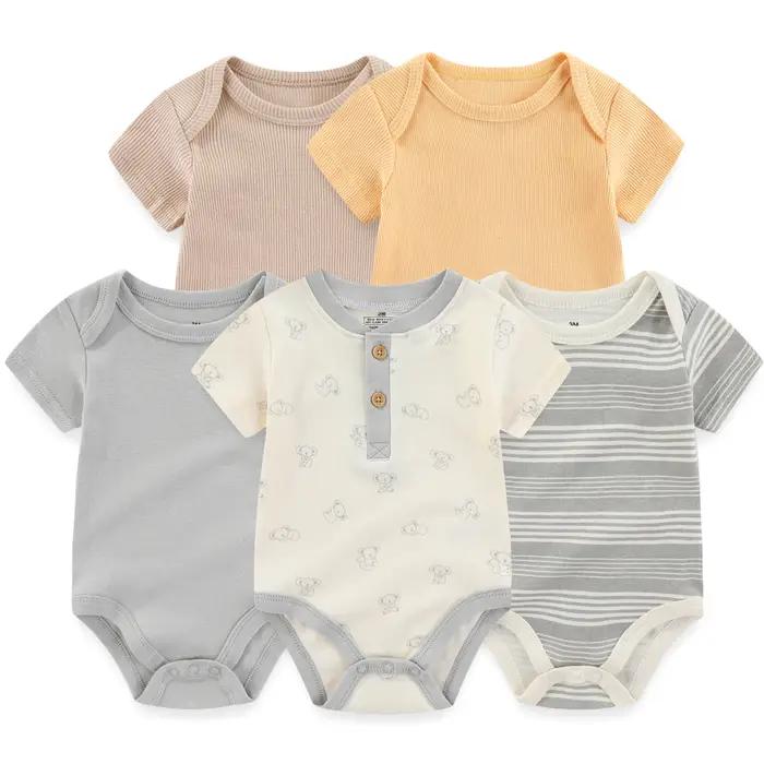 Lot de 5 bodys mignons de dessin animé pour bébés garçons et filles de 0 à 12 mois, combinaisons uni