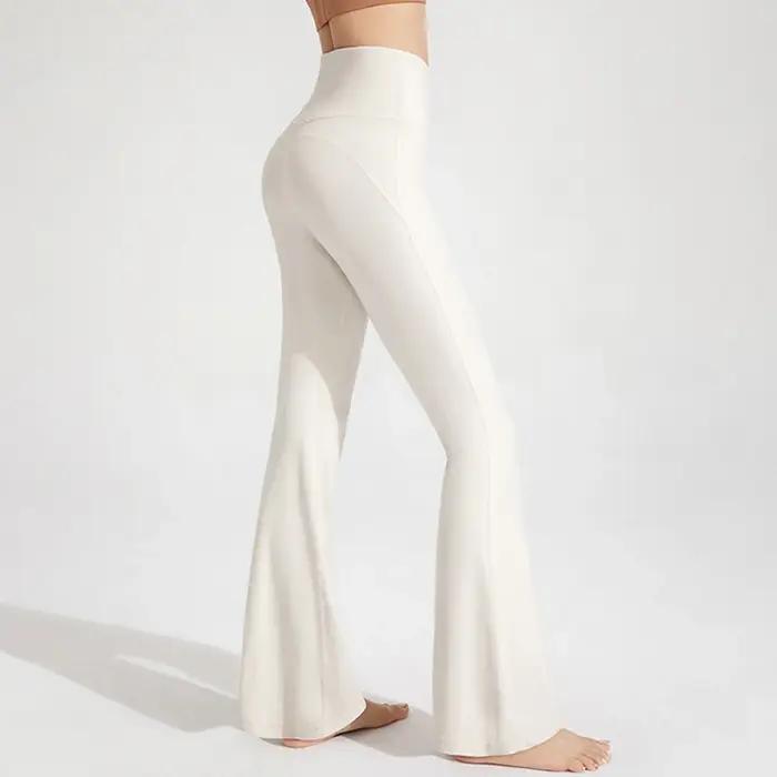 Pantalon de yoga taille haute nu pour femme, pantalon de levage de la hanche, cloche élastique, exer