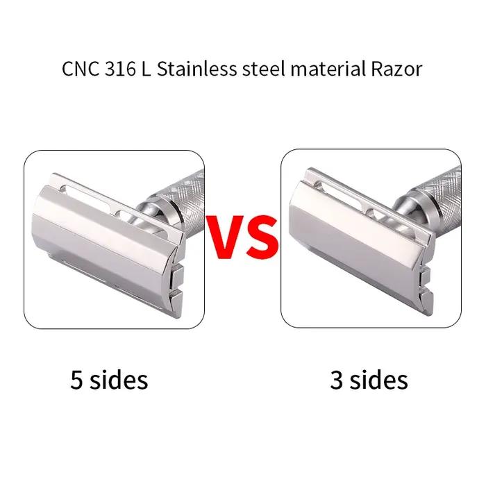 Rasoir de sécurité à Double tranchant pour hommes, matériau en acier inoxydable CNC 316 L, avec poig
