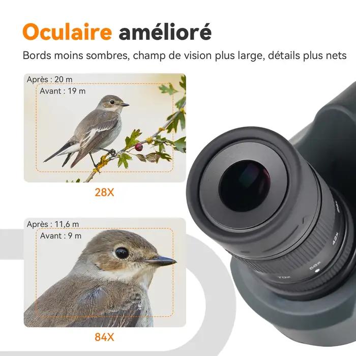 Longue-vue Svbony SV41Pro 80mm Optique FMC Observation Ciel Oiseaux Camping Occasions Spéciales