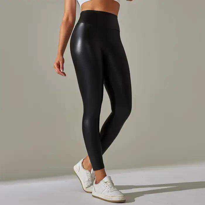 Leggings surdimensionnés pour femmes, pantalons en cuir PU taille haute, serrés et Sexy, pantalons d