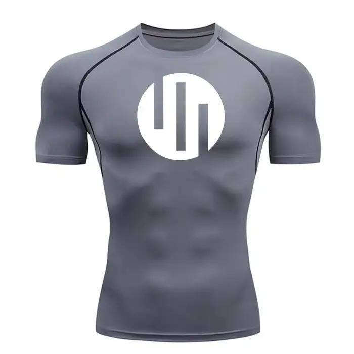 T-shirt de course à manches courtes, chemise de Compression blanche pour hommes, exercice de gymnast