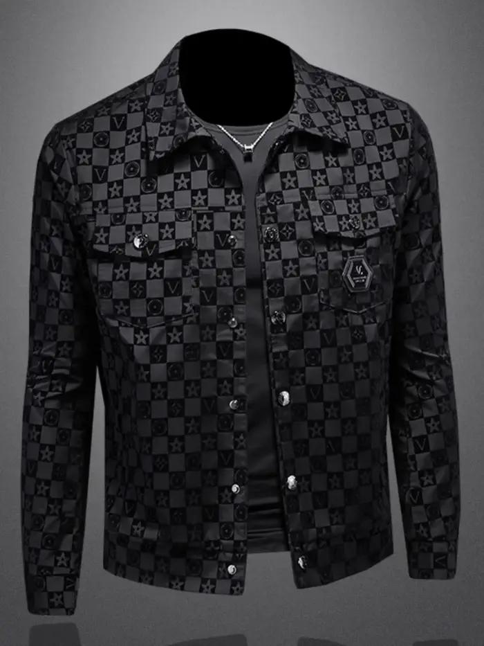 Veste à revers à fleurs foncées pour hommes, grande taille, coupe cintrée, décontractée, tendance, b