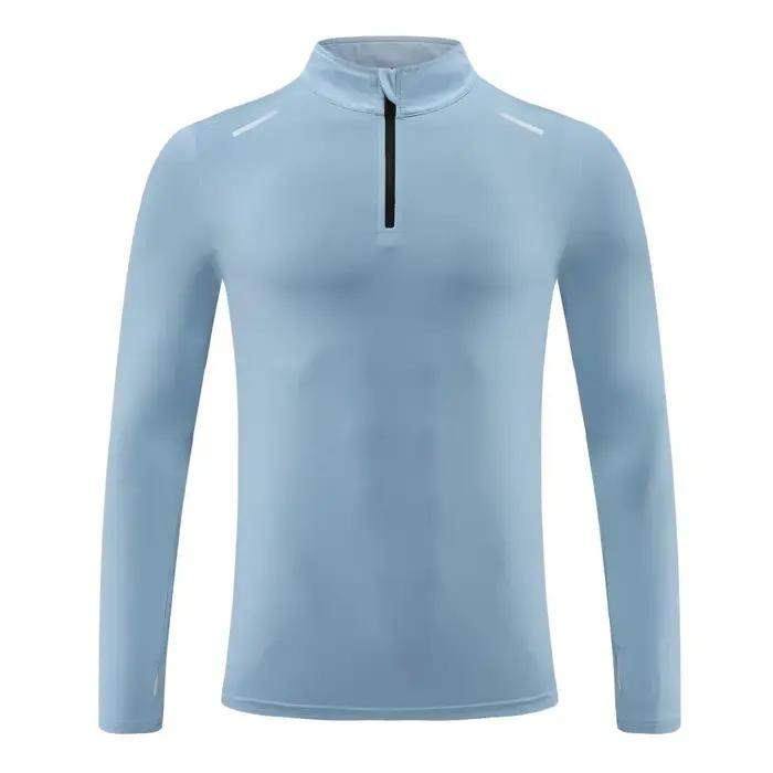 Tshirt manches longues col montant zip gym pour homme activites sportives intense fitness musculation course a pied endurance sportif occasion speciale