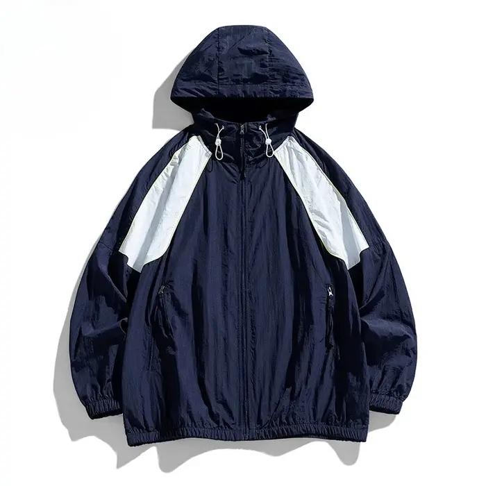 Veste coupe-vent imperméable Harajuku unisexe, veste à capuche de protection solaire d'été, vêtement