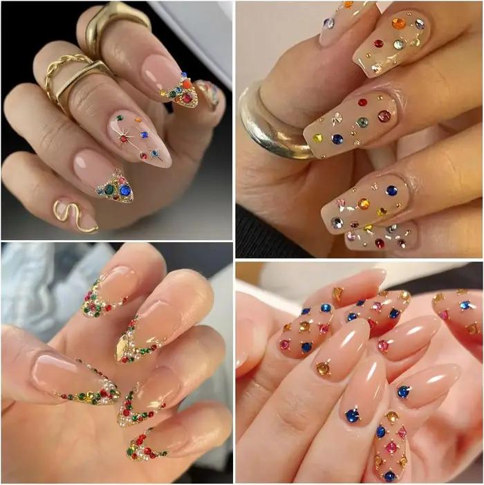 Breloques pour ongles en strass colorés scintillants, 12 grilles/1 boîte, 1-5mm, Mini AB/couleur rou