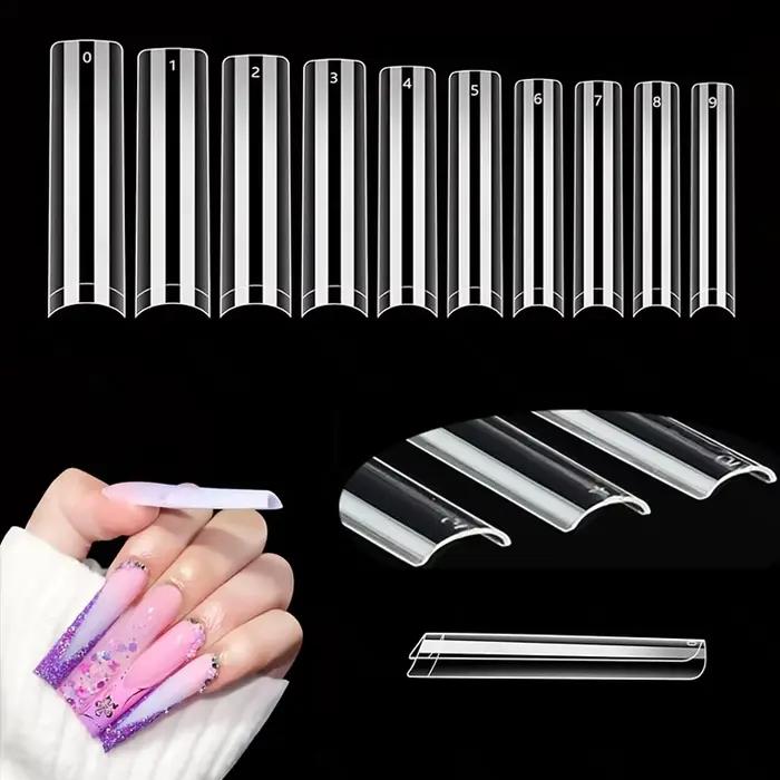 500 embouts d'ongles sans courbe C XXL, ensemble professionnel, pointes d'ongles transparentes carré
