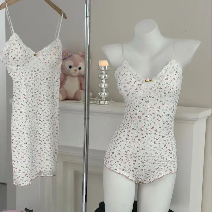 Onesie-Pyjamas floraux mignons pour femmes, ensemble de pyjamas PJ, CoAdvantages, Esthétique