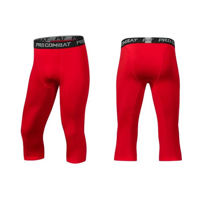 Pantalon court moulant 3/4 pour hommes, entraînement à Compression, Fitness, survêtement, course à p