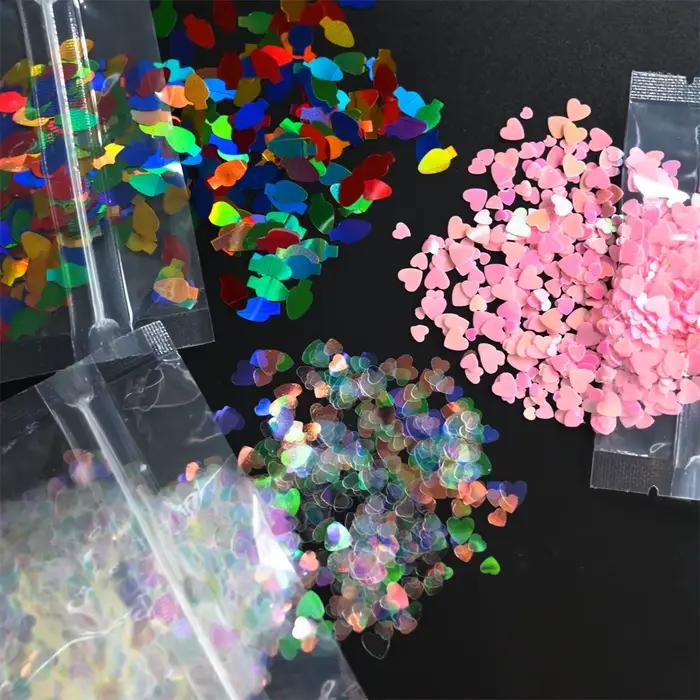 Paillettes holographiques pour ongles, 10g, cœur d'amour rose, décoration Nail Art, taille mixte, fl