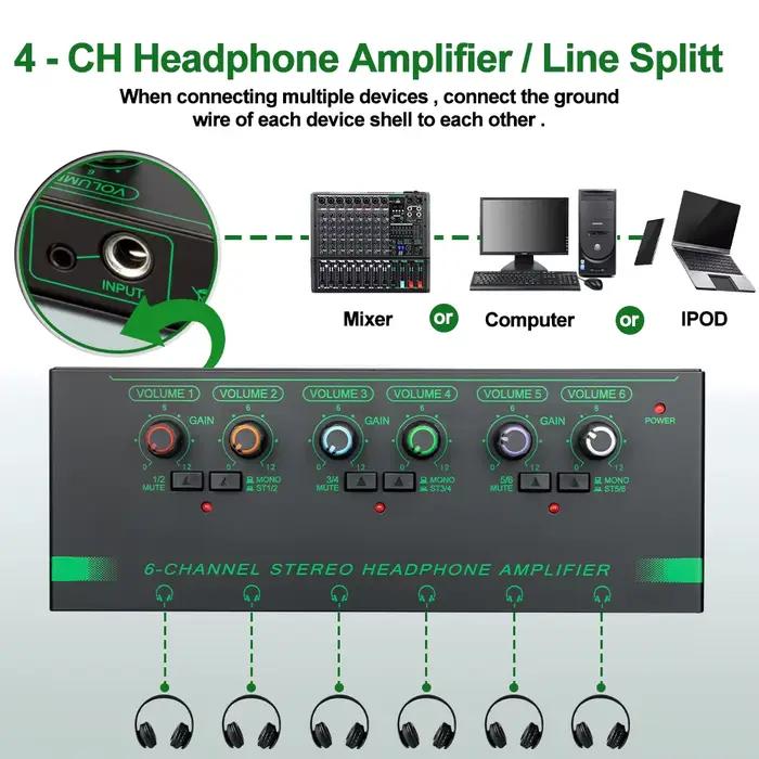 Mini amplificateur de casque Depusheng nouveau amplificateur Audio stéréo Ultra-Compact 4/6 canaux a