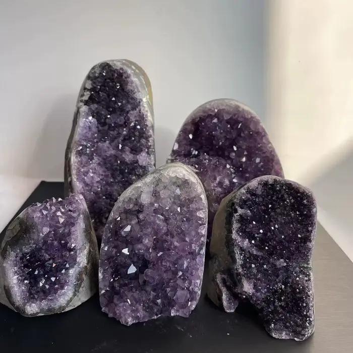 Grappe de cristal d'améthyste naturelle, cristaux bruts de Quartz, pierre de guérison, minerai minér