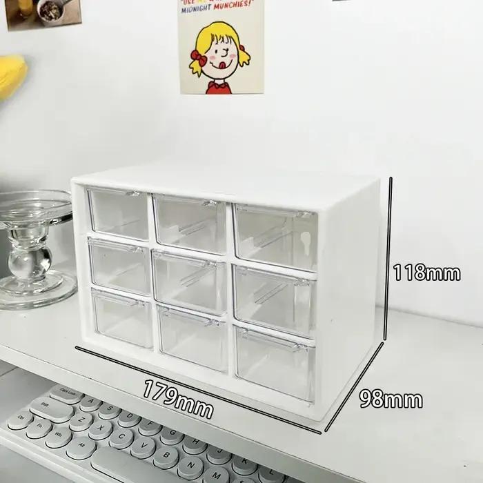 Bureau 9 grilles boîtes de rangement organisateur Transparent petit tiroir cloisonné bureau d'étudia