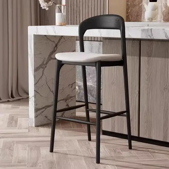 Salon de luxe dossier tabourets de Bar nordique en bois massif Design de mode chaises de Bar ergonom