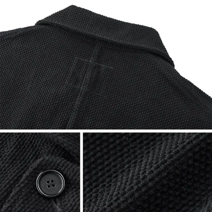Vintage lourd Kendo veste hommes automne hiver nouveau coton revers multi-poches ample encre teint v
