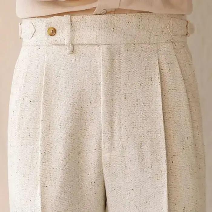 Pantalon de surintendant décontracté taille haute pour hommes, jambe droite, bouton Paris, affaires,