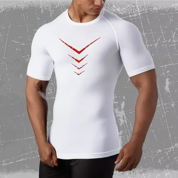 T-Shirt à manches courtes pour hommes, vêtements de course, d'entraînement, de sport, respirant, hau