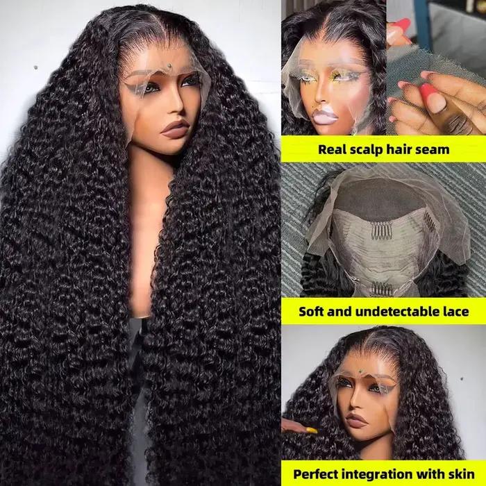 13x6 cheveux humains vierges brésiliens Jerry crépus boucles 250% densité vrais cheveux humains HD13