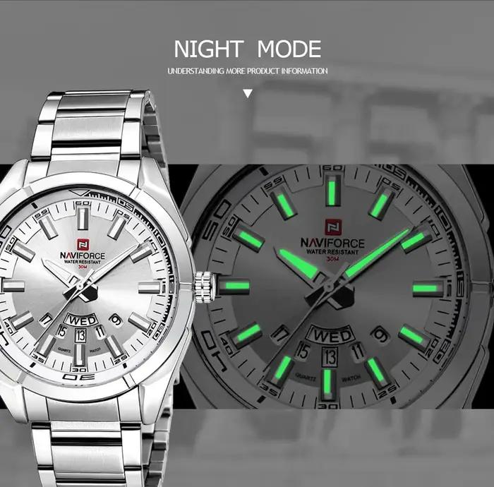 NAVIFORCE montre décontractée classique pour hommes en acier inoxydable teel Sport étanche hommes mo