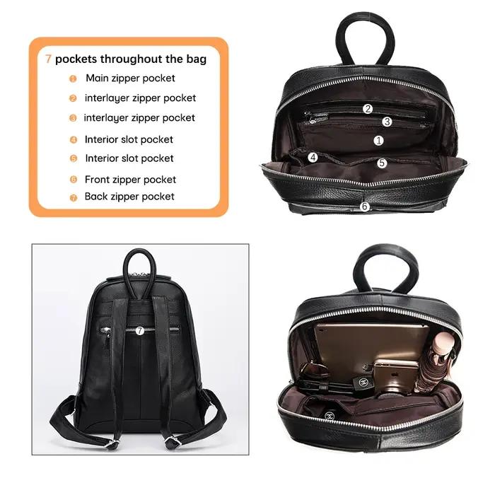 Zency – sac à dos en cuir véritable 100% souple pour femmes, sac à dos de voyage décontracté, sacoch