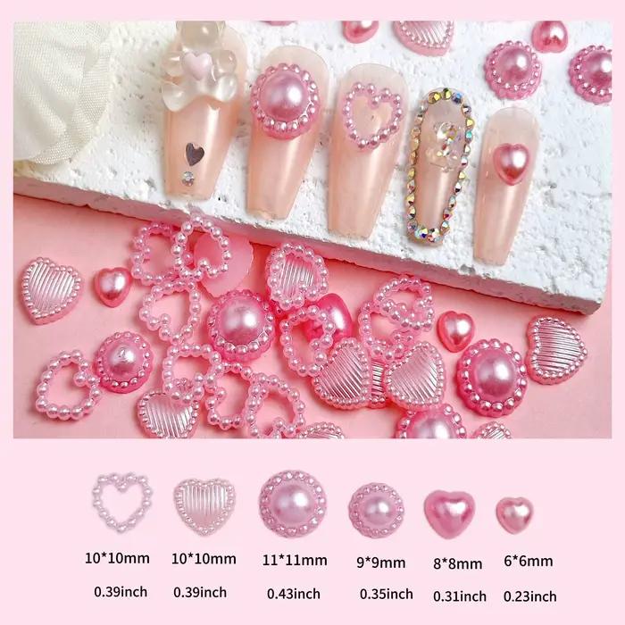 Breloques rondes minimalistes pour ongles, couleur unie, tournesol, perles artificielles réalistes,