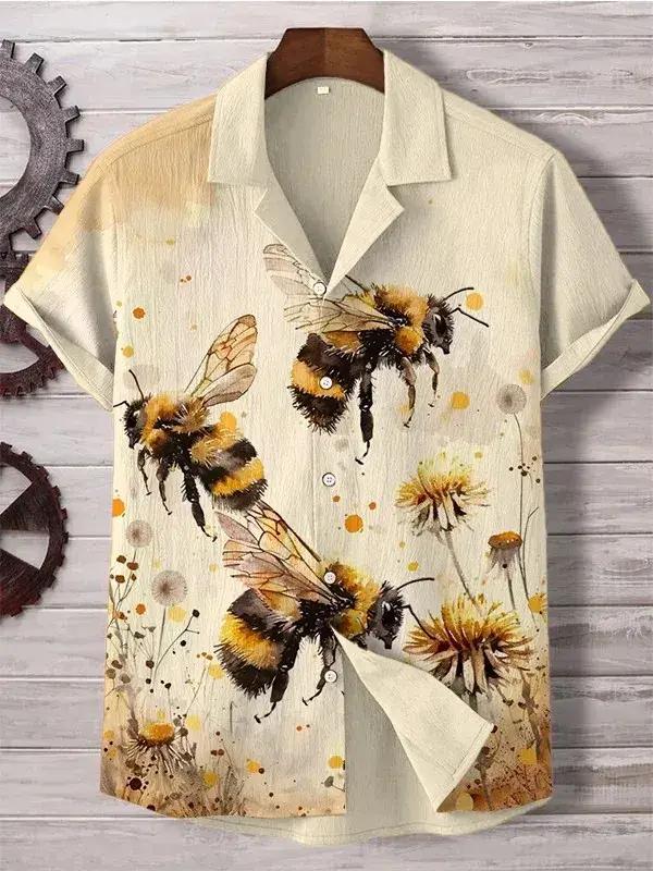 Chemises graphiques artistiques pour hommes, chemise à manches courtes boutonnée à revers pour l'été