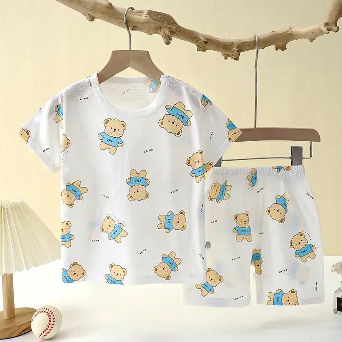 Ensemble de pyjama à manches courtes pour enfants, vêtements de nuit doux et respirants, dessin anim