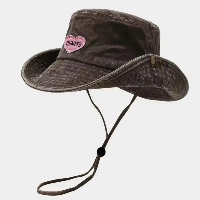 Chapeaux de Cowboy délavés rétro japonais pour femmes, Protection solaire de Camping en plein air, c