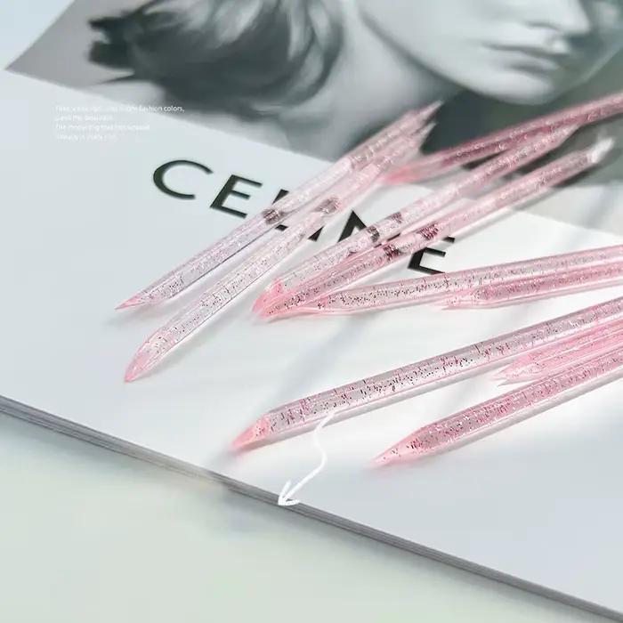 Bâton de paillettes en cristal réutilisable, Double extrémité, outil de retrait de cuticules, stylo