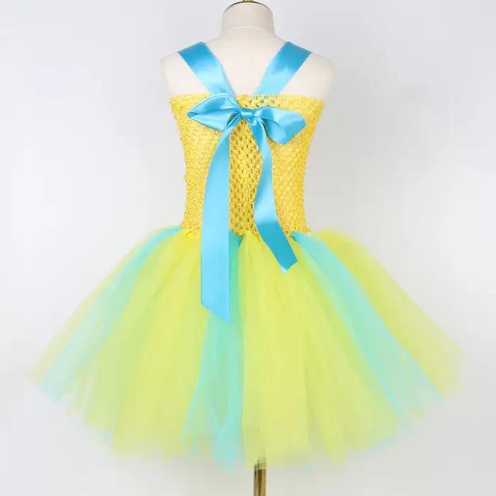 Costume de flétan pour tout-petits, petite sirène, robe tutu jaune de poisson tropical, robe de fête